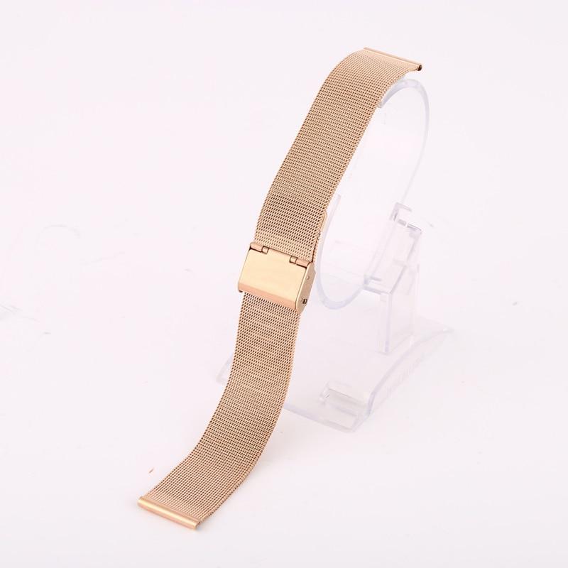 12–24 mm Edelstahl-Metall-Milanese-Armband, Uhrenarmband, Armband, Schwarz, Roségold, Silber