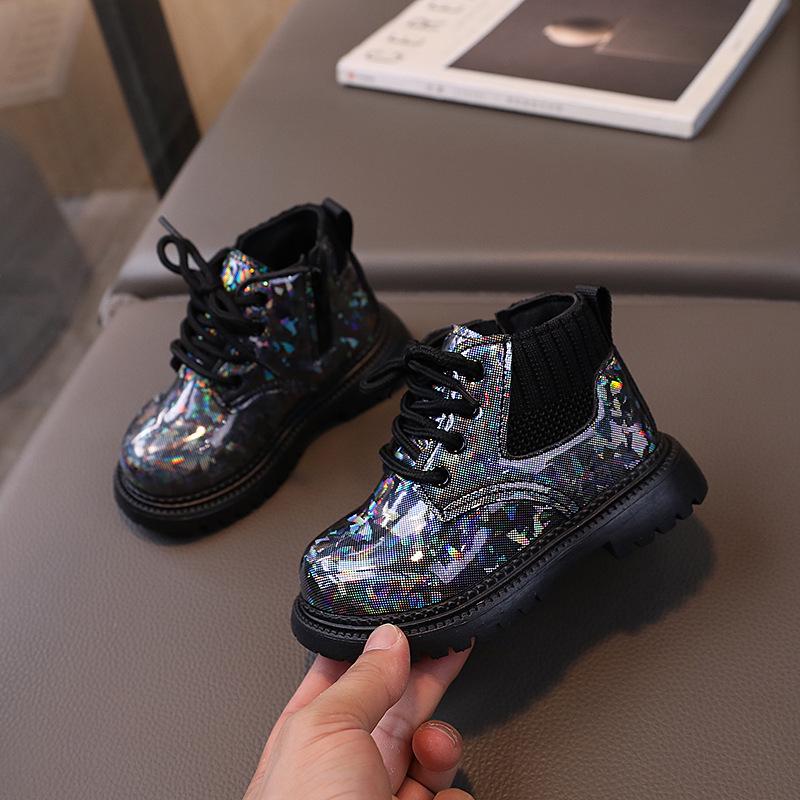 Kids' Soft Sole Martin Boots: 2024 Waterproof Leather, Autumn/Winter Trend, Unisex Mirror Finish Short Boots