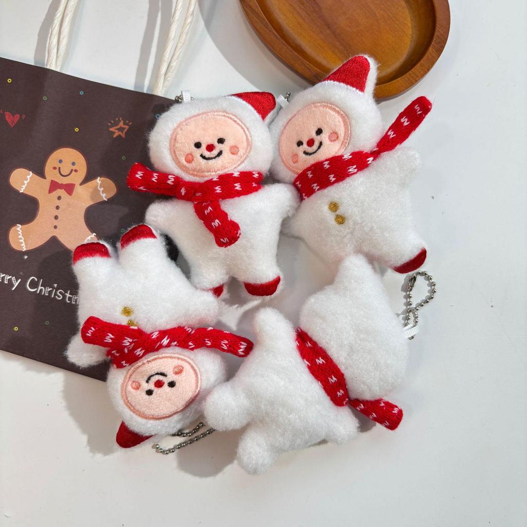 Plush Holiday Cartoon Figures: Santa, Snowman, Rabbit Decorations & Small Gift Pendants