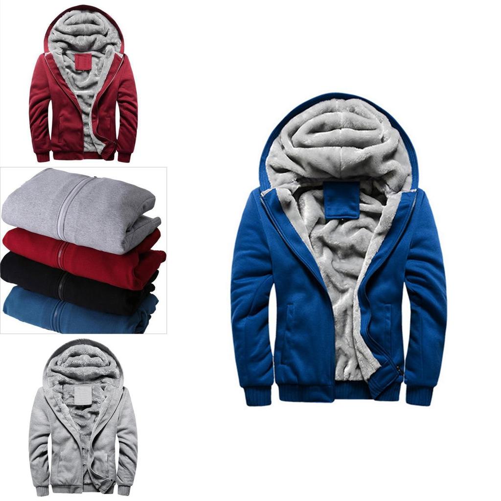Premium Quality Men's Casual Jacket Coat Hoodie Fleece Thick Hooded Zipper Winter Warm Outwear