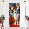 Deer Christmas Door Banner Xmas Party Decors Photography Backdrop Indoor Outdoor Porch Room Door Cover Background