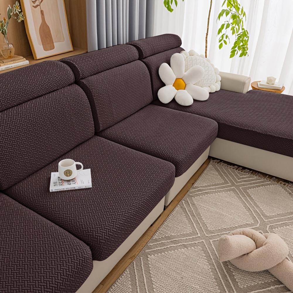 Jacquard Sofa Seat Cushion Covers Elastic Solid Color Couch Covers For Sofa Removable Sofa Covers Chaise Lounge Living Room