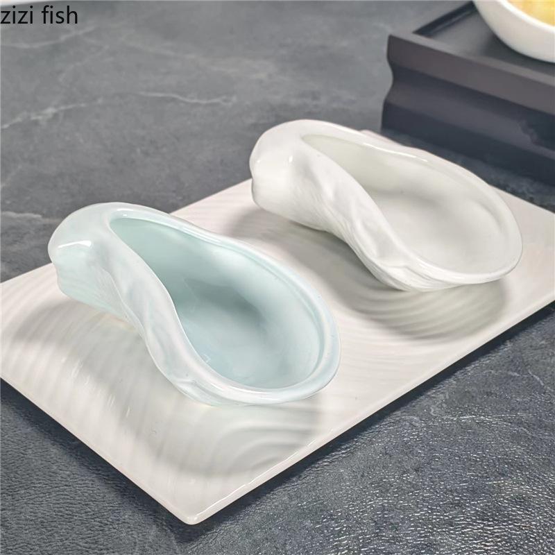 Plato de Ostras de Cerámica Platos de Comedor Bol de Postre Bol de Snacks Plato de Dim Sum Plato para Salsas Platos para Condimentos Plato de Sashimi Platos de Fruta