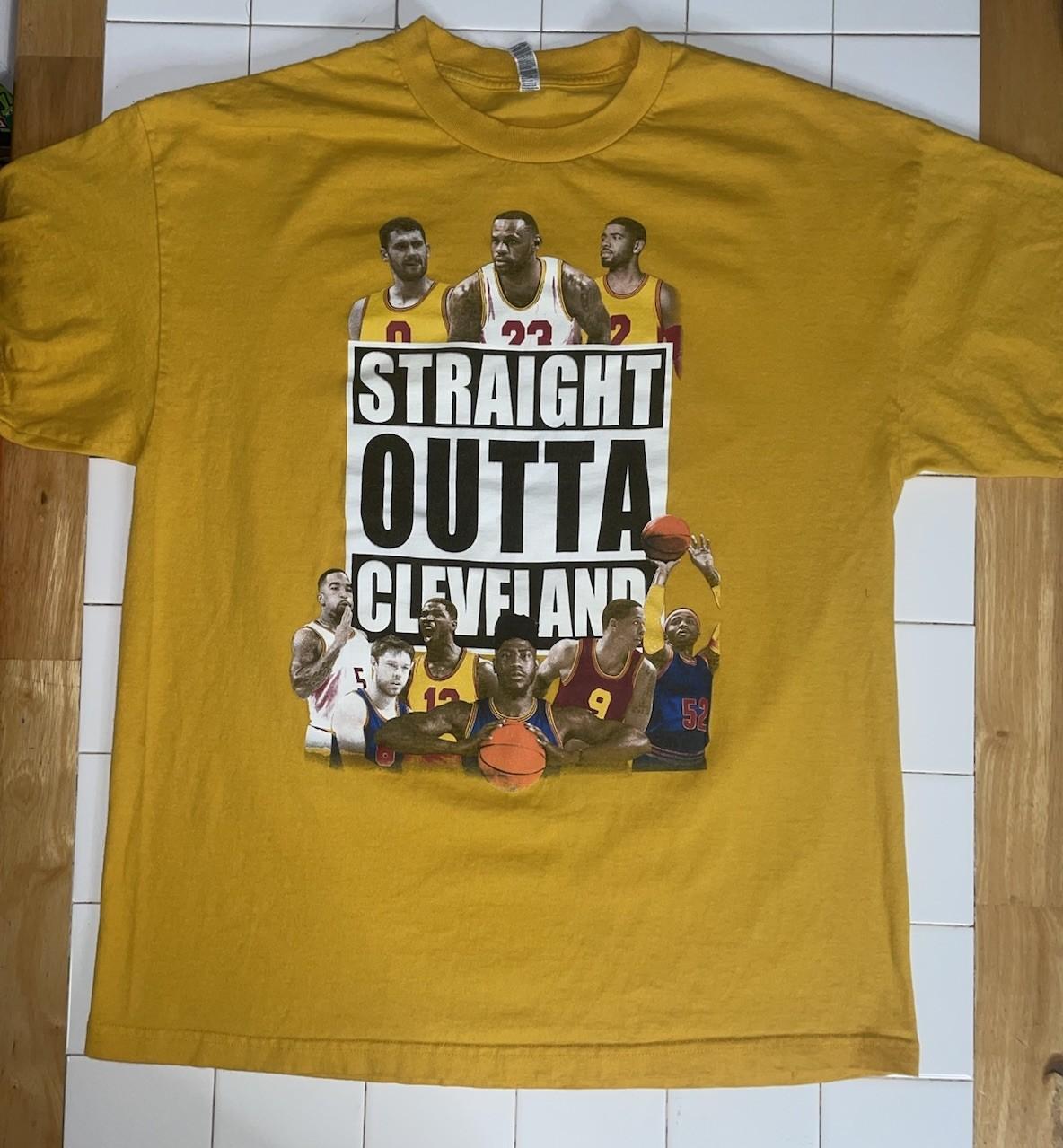 Cleveland Cavs Yellow XL “Straight Outta Cleveland” LeBron Kyrie Love NBA Unisex T-Shirt L
