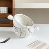 1Pc Creative Patterned Random Ink-Patterned Ceramic Bowl, Round Handle Salad Yogurt Bowl, Exquisite and Elegant Ink-Colored Ice Cream Bowla