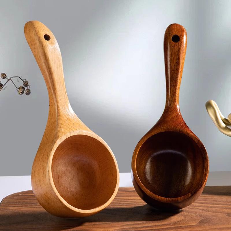 Coffee Measuring Spoons 45ml Walnut Wood Coffee Spoon Baking Tool Soup Spoon Kitchen Cooking Spoon for Salt Sugar Beans Tea