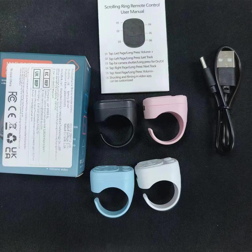 Multifunctional Ring Remote Control, Wireless Rechargeable Bluetooth Page-Turning Ring, Camera Shutter for Short Videos