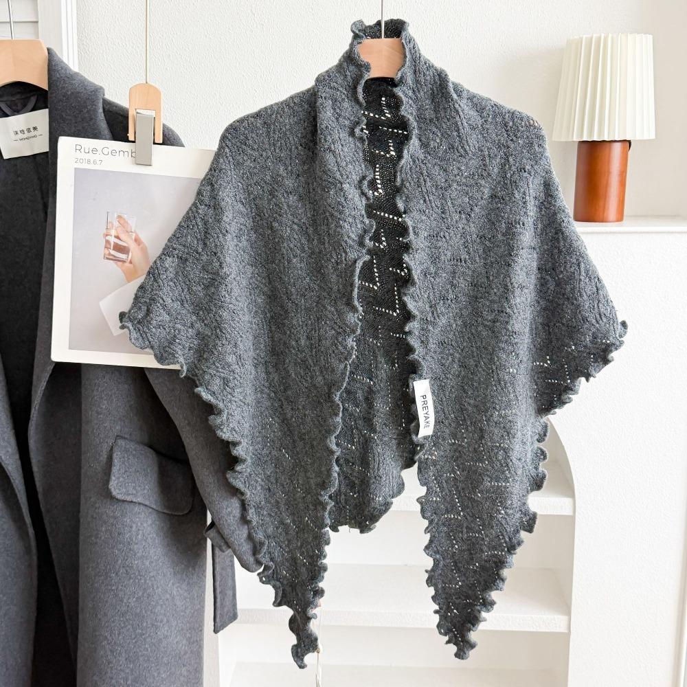 Solid Color Women Scarf Wool Blend Wool Bandana Fashion Triangle Scarf Autumn Winter