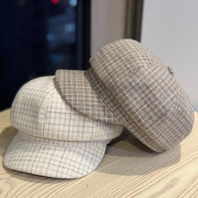 Octagonal Hat for Women In Autumn and Winter New Fashionable and Versatile Face Showing Beret British Retro Peaked Hat