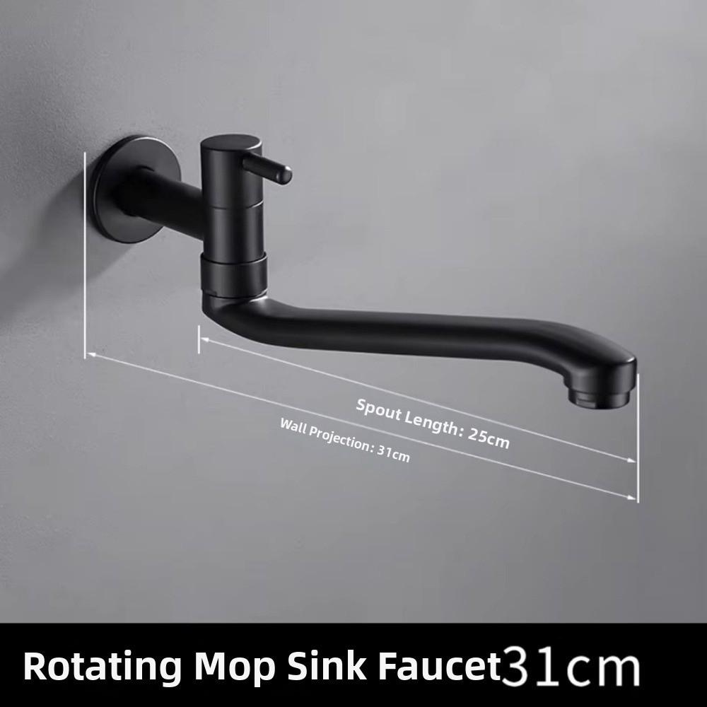 Portable Black Mop Pool Tap Brass Wall Type Bathroom Faucet Rotating Extended Bibcock Toilet Taps For Balcony Wash-basin
