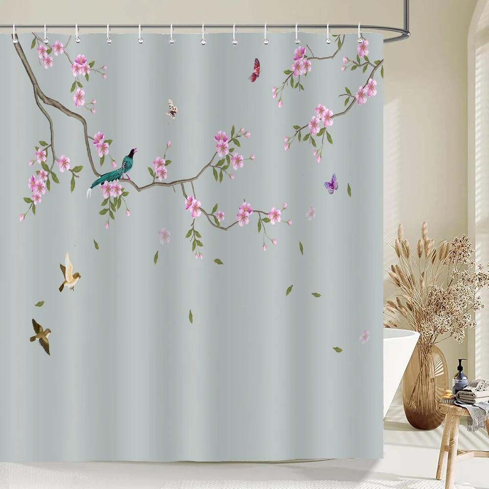 Chinese ink landscape style shower curtain scenic pattern Waterproof Fabric bath curtain washable Bathroom curtains Multi Size