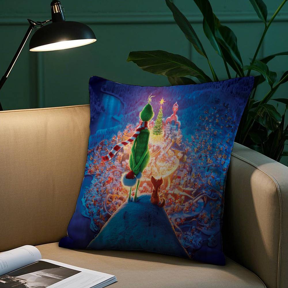 Cartoon Green Monster Pillow Case Short Plush Print Cushion Cover Square Throw Pillow Covers Sofa Home Decor