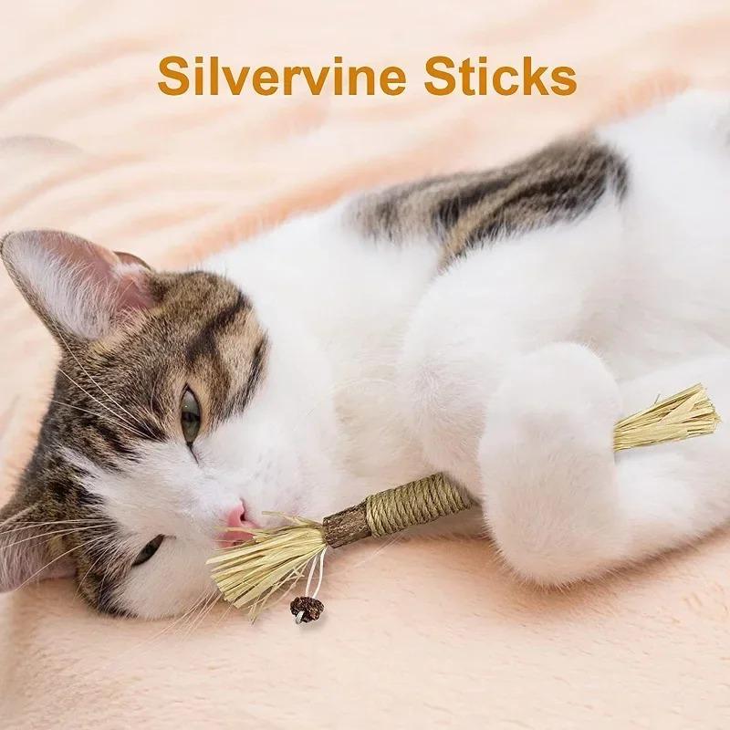 Cat Toys Silvervine Chew Stick Kitten Treat Catnip Toy Kitty Natural Stuff with Catnip for Cleaning Teeth Indoor Dental