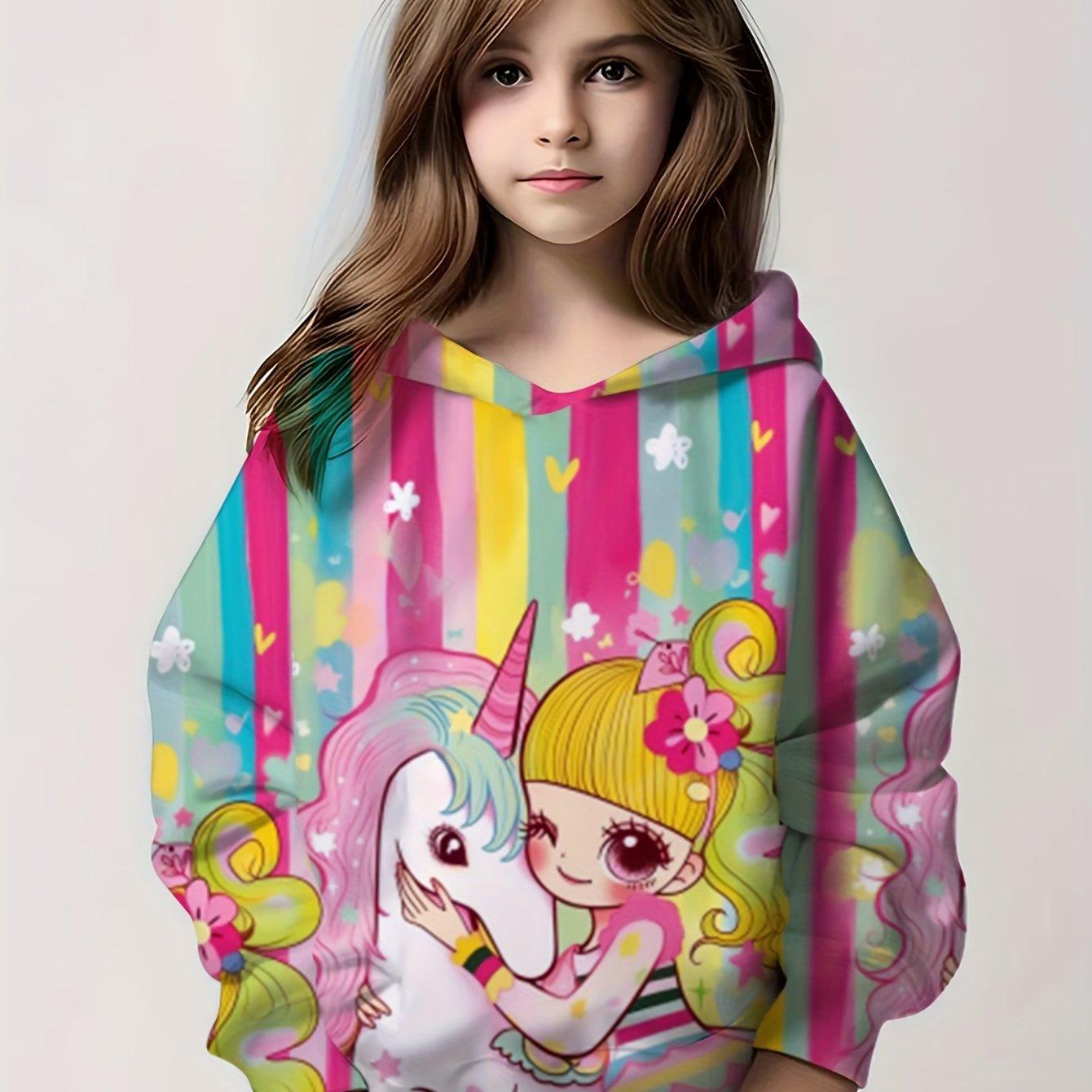 

Дитячий одяг Толстовка для дівчинки з довгим рукавом 3D-принт з мультфільмом Дитячий весняно-осінній одяг Повсякденний милий милий дитячий одяг для дівчаток Топи 140