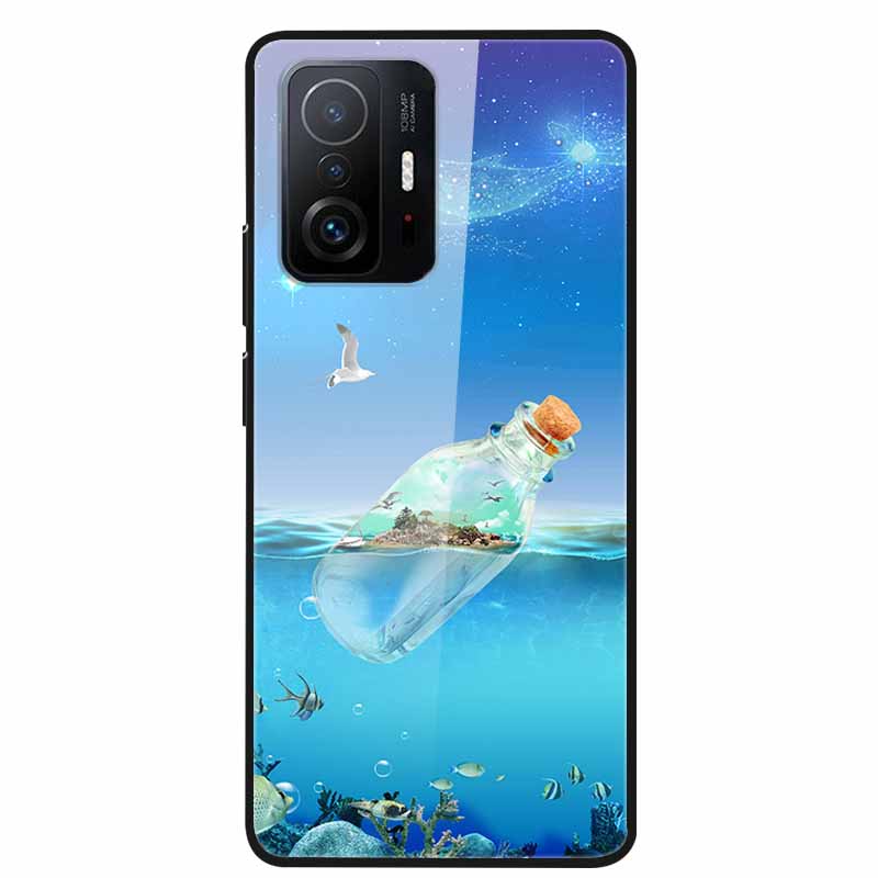 Case For Xiaomi 11T Pro Glass Hard Tempered Glass PC Phone Cover For Xiaomi Mi 11T 11 T Pro Shockproof Landscape Cute Capa Coque