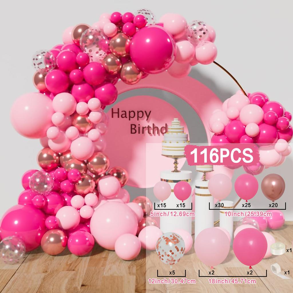 Pink Balloon Garland Arch Kit Happy Birthday Party Decor Kids Baby Shower Girl Globo Wedding Birthday Ballons Party Supplies