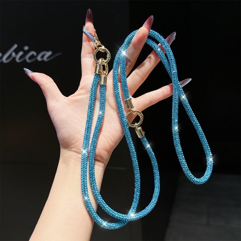 

2 In 1 Lanyard Crystal Rhinestone Bling Bright Diamond Anti-lost Rope Phone Strap Hanging Cord Chain Case Cover