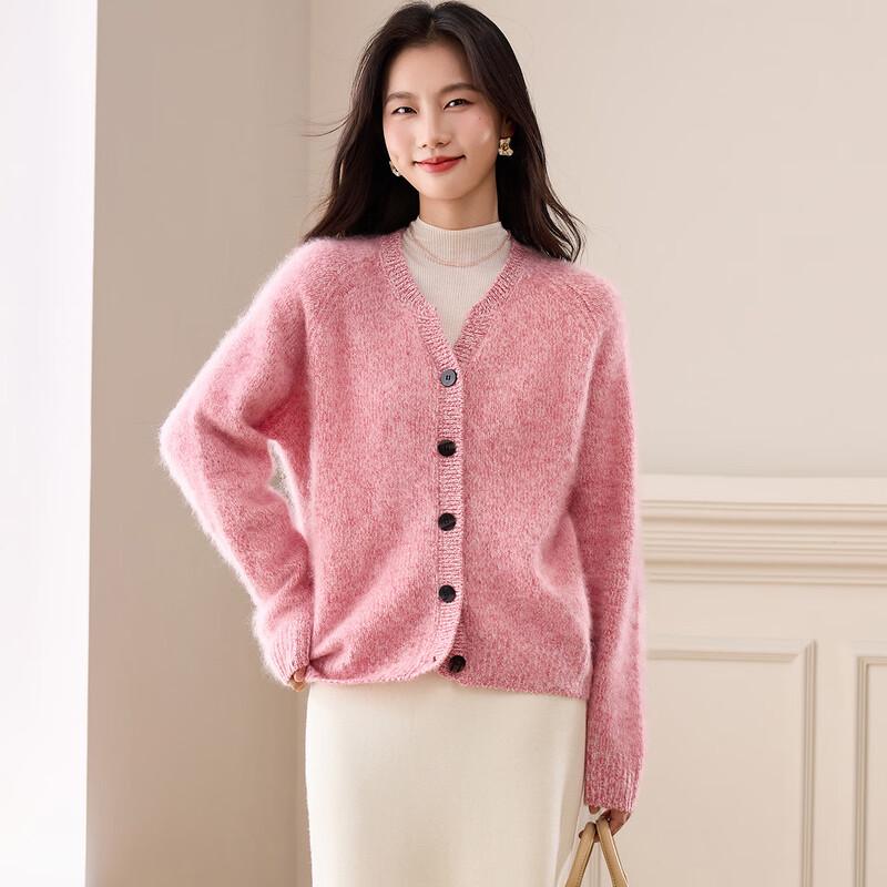 Srcr Women's Premium Cashmere Blend Knitted Wool Cardigan