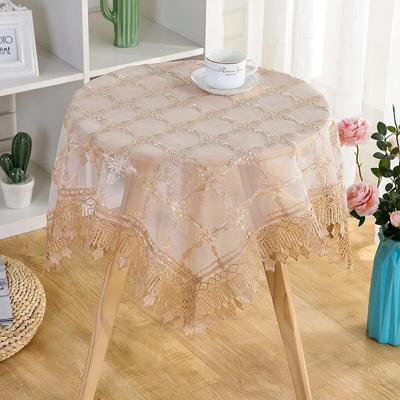 Fresh Hollow Water-soluble Lace Decorative Fabric Fashionable Household Floral Tablecloth Circular Coffee Table Cloth