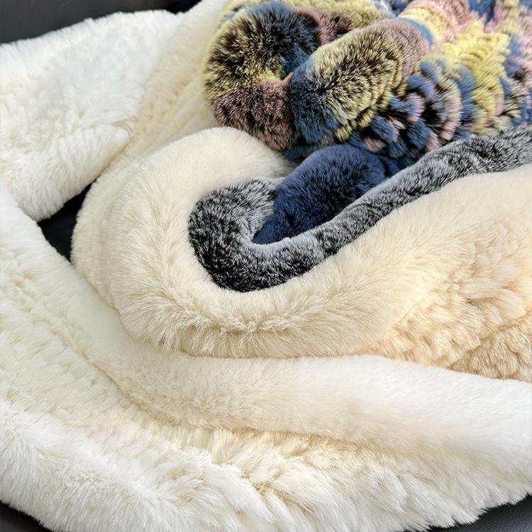 Imported Korean version of real Rex rabbit fur scarf simple long woven Mao Mao scarf warm double-sided thickened women