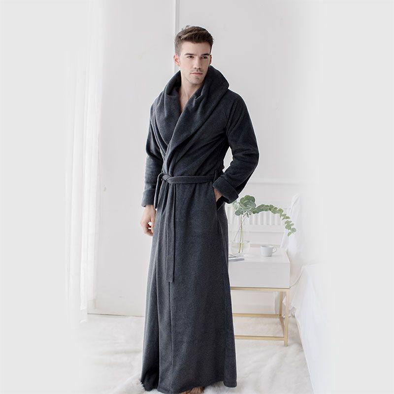 

Seven-Yarn Non-Dyed Nordic Men and Women Couple Lengthened to Heel Large Size Nightgown Long Winter Bathrobe Pajamas Homewear Dark gray XL 178cm to heel 85.00 kg-105.00 kg