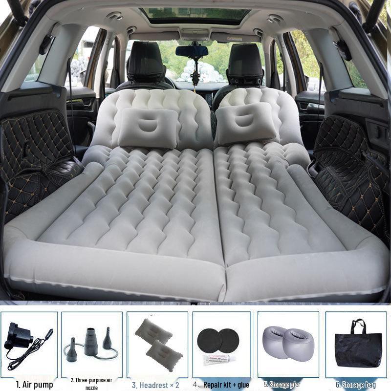 Universal Inflatable Car Mattress - Portable Folding Flocked Bed for Back Seat, SUV, and Sedan Trunk