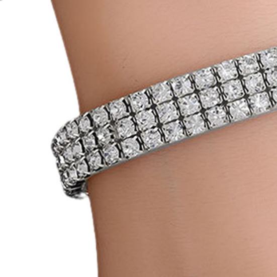 Women Bracelet Multi-row Sparkling Rhinestones Wristband Waterproof Nickel-Free Wristwear Minimalist Design Versatile Bracelet Jewelry Piece
