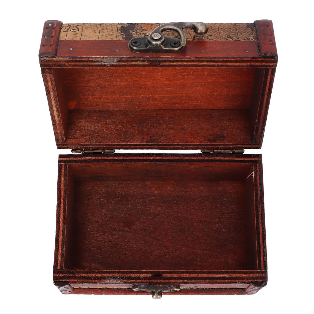 Small Wooden Storage Box Flip Open Type Vintage Jewelry Keepsake Organizer Case Home Decoration
