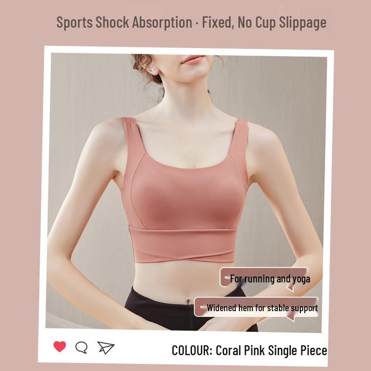 Shockproof Yoga Bra with Fixed Pads - Integrated Sports Vest for Running & Fitness