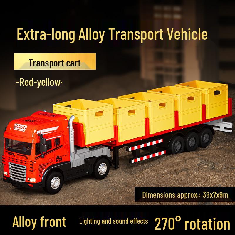 Large Alloy Cargo Transport Simulation Trailer Toy Truck for Kids