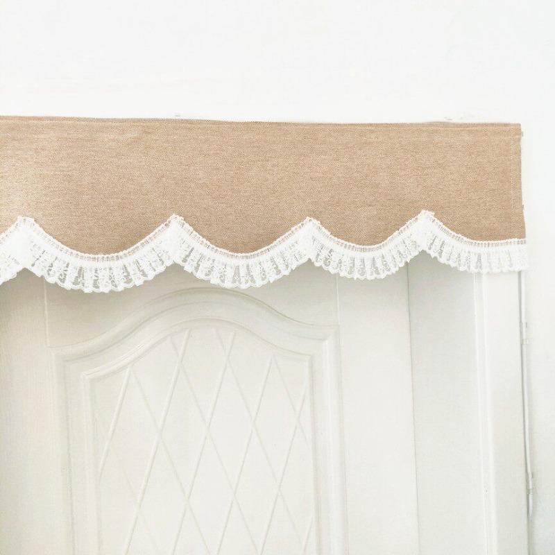 

Solid Color Lace Ruffle Curtain Head Self-adhesive Door Floating Curtains Home Decor Curtain Wavy Drape Bay Window Curtain Head 30x100cm&Velcro