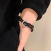 Black Unisex Elegant Beaded Double Circle Bracelet Trendy Retro Jewelry Artistic