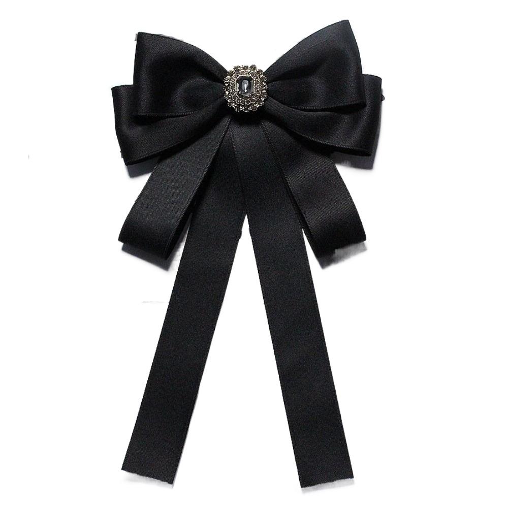 Back Pin Memorial Black Ribbon Brooch DIY Badge Accessories Rhinestones Bowknot Brooches Queen Mother Black Bow Ties