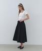 CLUNY Wide Tie Flare Long Skirt - Navy