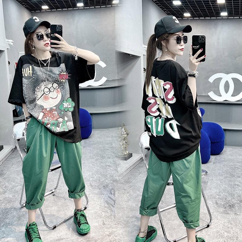 

Женская футболка больших размеров с коротким рукавом и принтом мультяшной девочки XXXXL чёрный