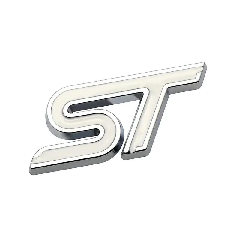 AJG1 3D Metal ST Badge Decal Car Body Emblem Rear Trunk Sticker for Ford Everest Fiesta Focus Mondeo Ranger Mustang Transit Explorer
