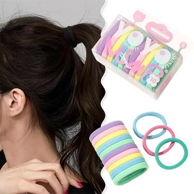 10pcs/set Simple Mixed-color Hair Tie Soft Seamless Highly Elastic Durable Rubber Band Hair Rope Headwear Hair Accessories