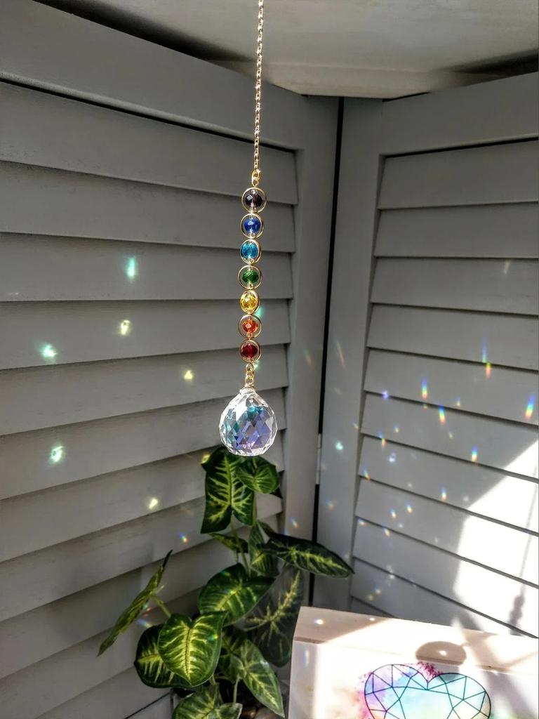 1 buc Crystal Suncatcher Mobil Meditation Home Decor Rainbow Maker Prism Suncatcher (Curcubeul și Fantezia)