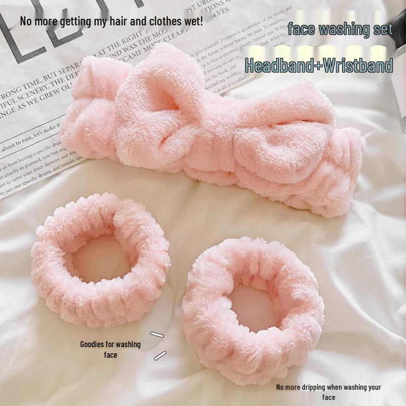 2024 Women's Absorbent Face Washing Set: Anti-Wet Hair & Wrist Headbands