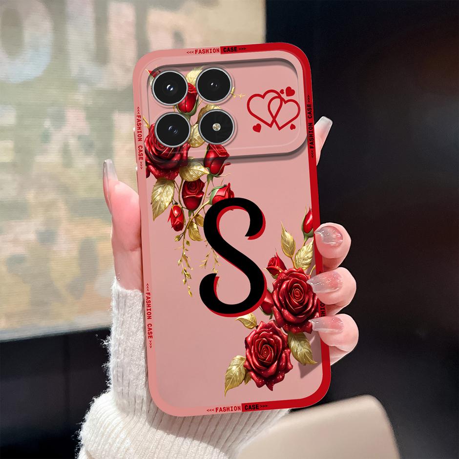 

For Xiaomi Poco F8 Pro Ultra Phone Case Luxury Rose 26 Letters Shockproof Silicone Cover For PocoF8Pro Fundas PocoF8Ultra Bumper Xiaomi Poco F8 Pro