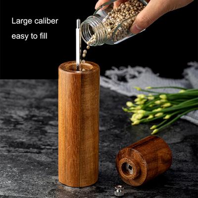 2 Stück Pfeffermühle Manuelles Salz- und Pfeffermühlen-Set mit einstellbarem Mahlgrad Nachfüllbarer Keramikkern Holzgehäuse Kreuzkümmel-Mühle