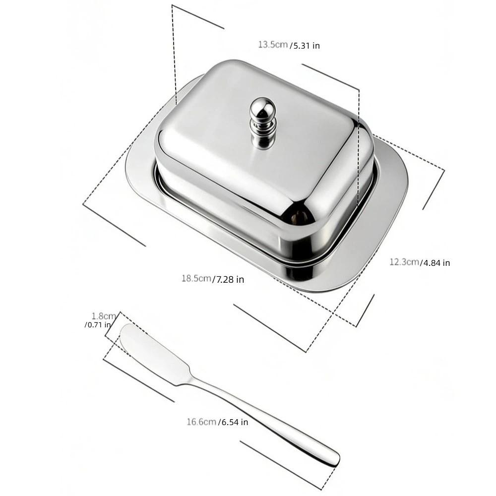 Airtight Stainless Steel Butter Dish Butter Tray Butter Keeping Box Kitchen Tableware