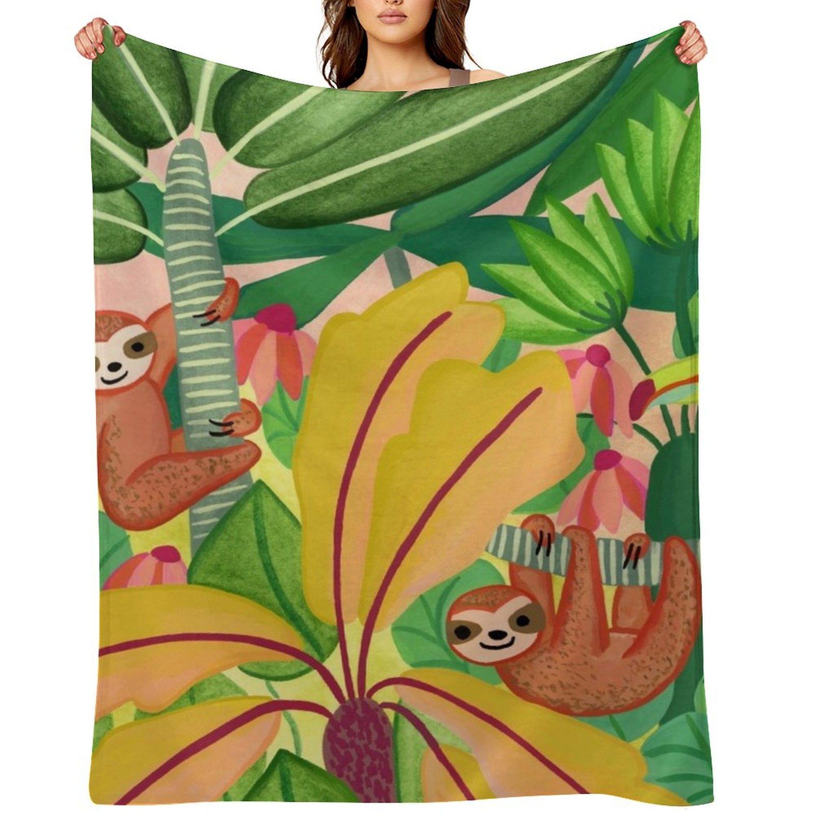

Toucan & Sloths Treetop Pals Throw Blanket Weighted funny gift Camping Blankets For Sofas Blankets 30x40in