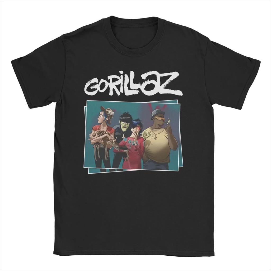 Crazy Punk Rock Gorillazed Music Band T-Shirt Men Women Crew Neck Pure Cotton Short Sleeve Tee Shirt Printed Clothing