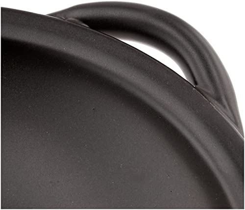 Saji Pottery Banko Ware Direct Flame Ceramic Plate with Handle, Small, Black Droplet Design, 33-101