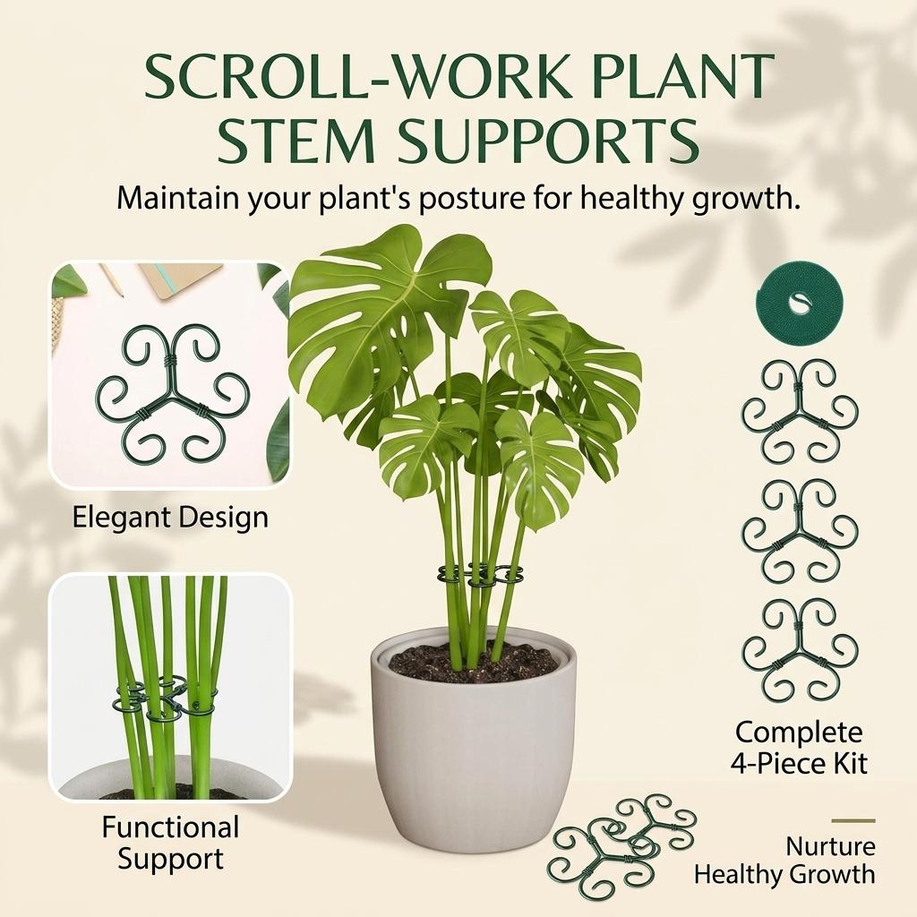 4Pcs Metal Plant Climbing Support Sturdy Triangle Structure Rust-proof Coating for Monstera and Trailing Plants