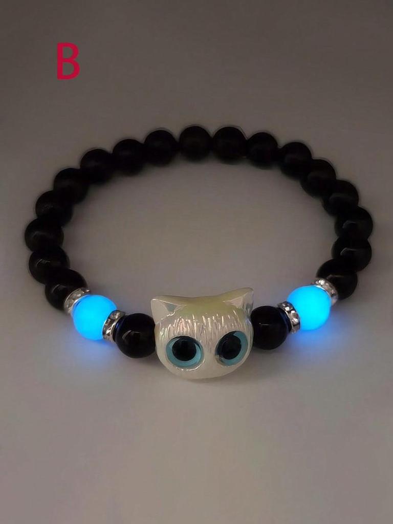 Luminous Black & White Kitten Shell Star Bracelet - Couple Jewelry Gift