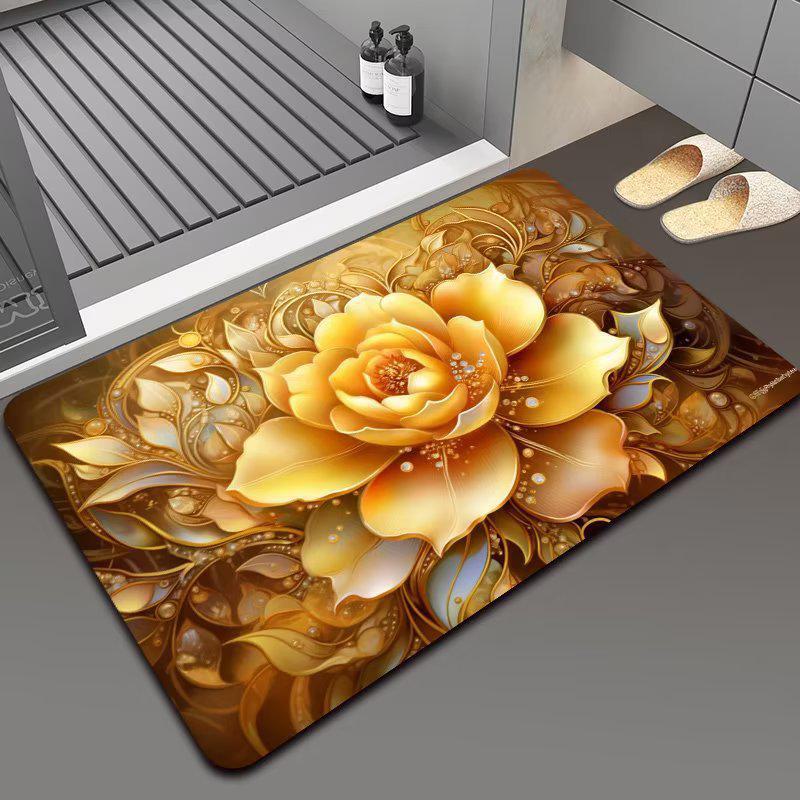 

Нековзкий килимок для ванної кімнати, що вбирає грязь із квітковими квітами, можна прати в машині model 13, 40cm x 60cm