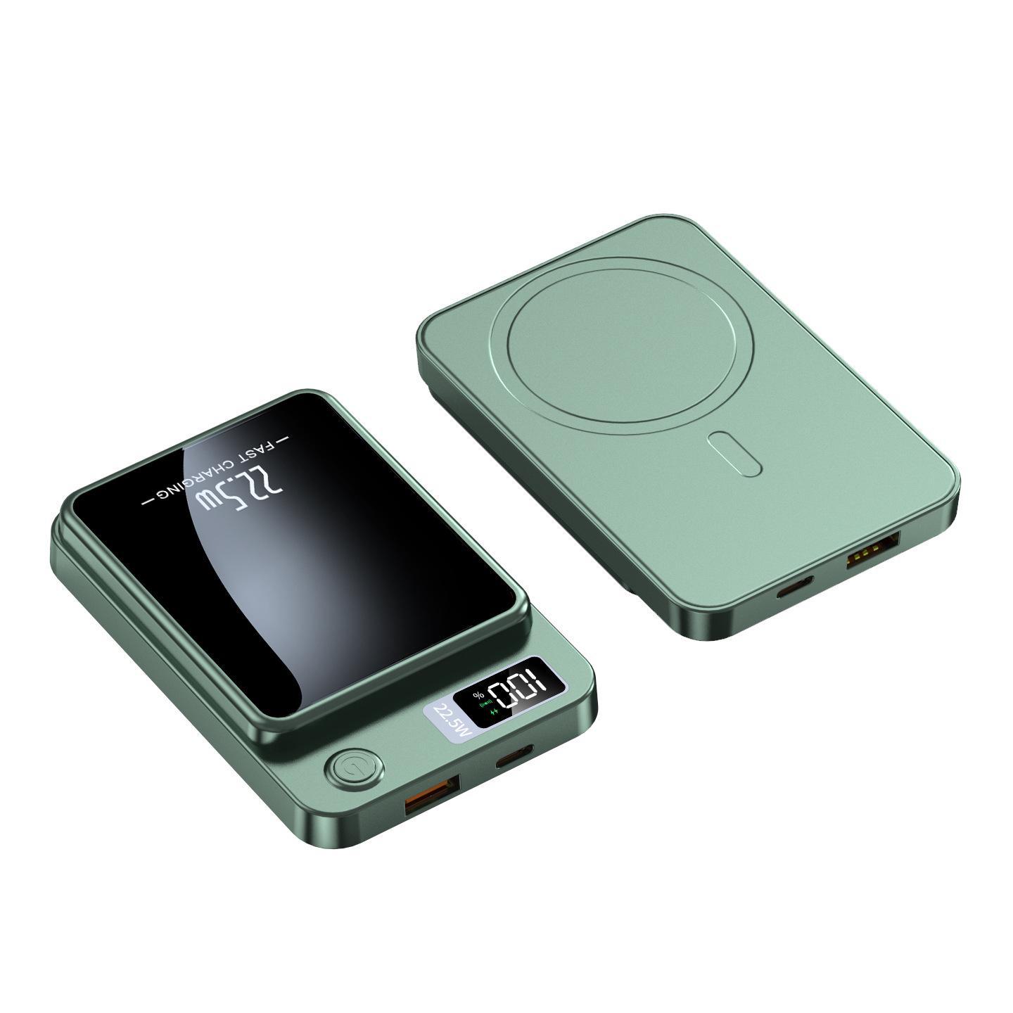

Ультратонкий беспроводной внешний аккумулятор емкостью 10 000 мАч с магнитным креплением и быстрой зарядкой PD22.5W 10000mAh зелёный