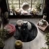 Winged Black Cat,Round Area Rug,Carpet Rug for Living Room Bedroom Sofa Playroom Decor,Non-slip Floor Mat